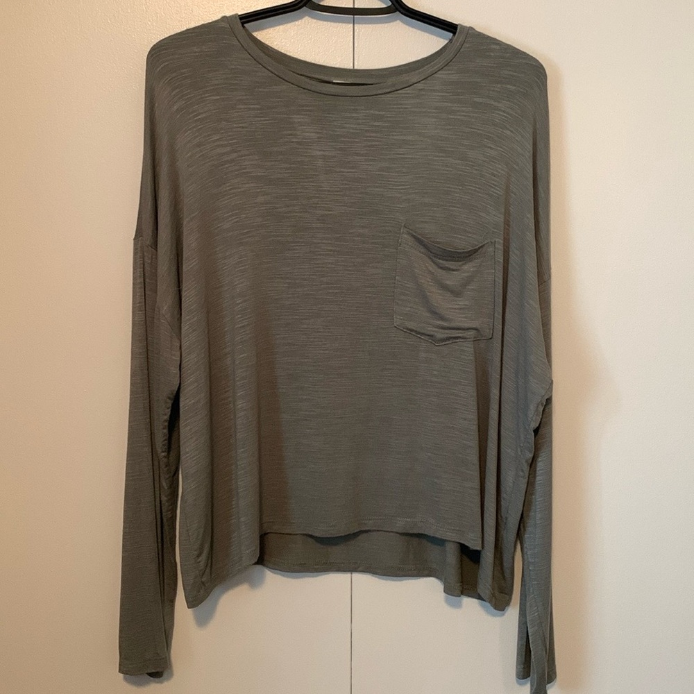 Ivy Rose Army Green Long Sleeve Crop Top Size Large